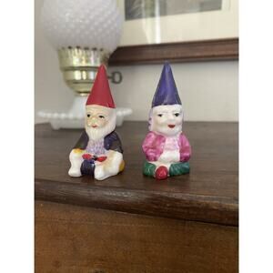 1980s MSR Gnome Thimbles Hand Painted Grandma And Grandpa Gnomes Trinkets